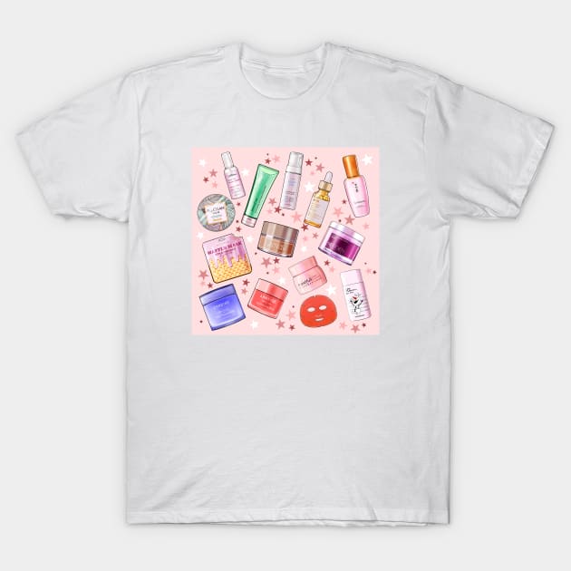 Korean Skincare Pattern T-Shirt by artbysavi